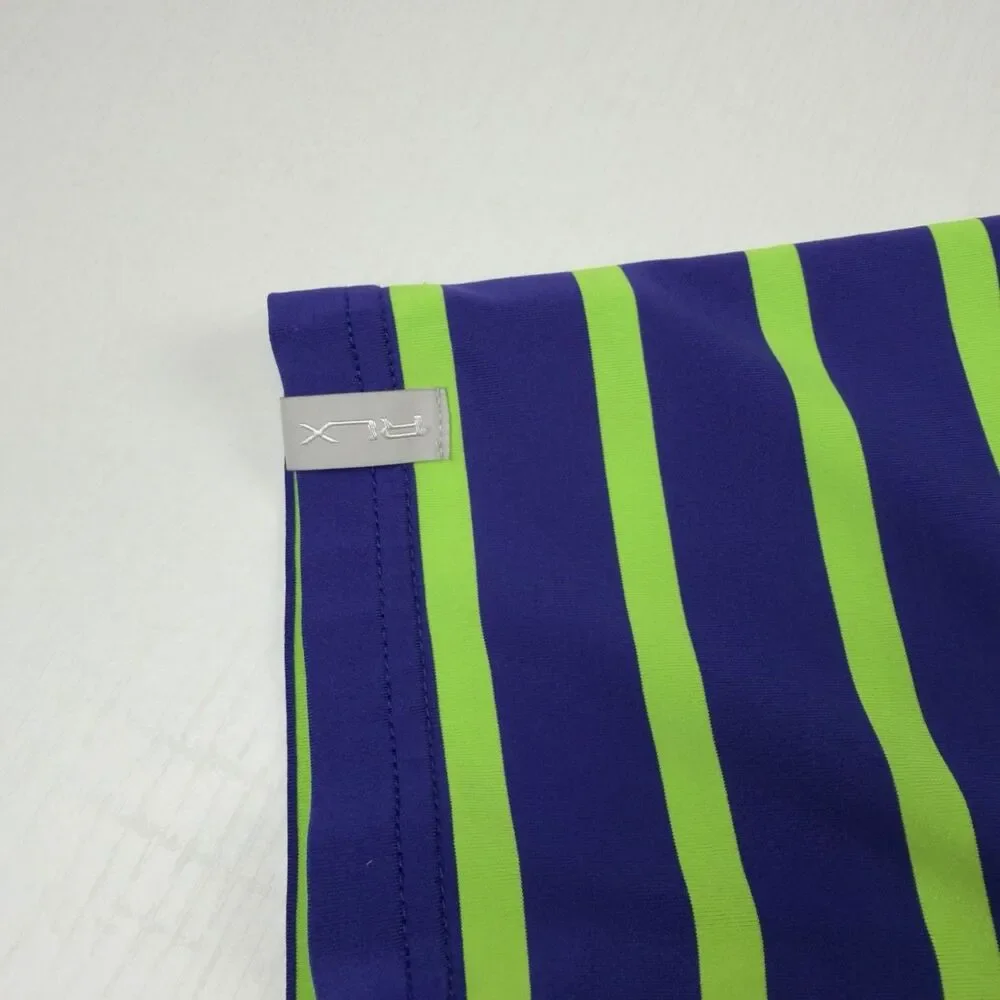 Ralph Lauren RLX White Columns Golf Club Mens L Neon Green Royal Blue Stretch
